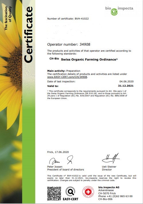 BIO Organic Certificate